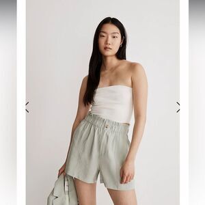 J. Crew Seamed Pull-On Paperbag Shorts in Softdrape*